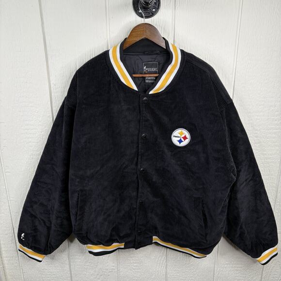 Y2K Black Corduroy Pittsburgh Steelers Bomber Size X-Large - Picture 8 of 11